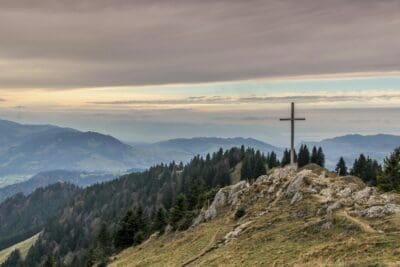 Cross of Jesus Christ on mountain
