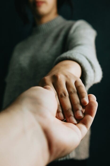 Hands touching