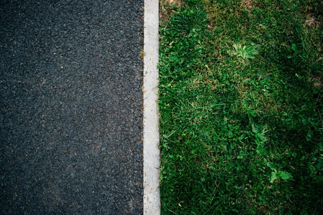 separate two divided road grass