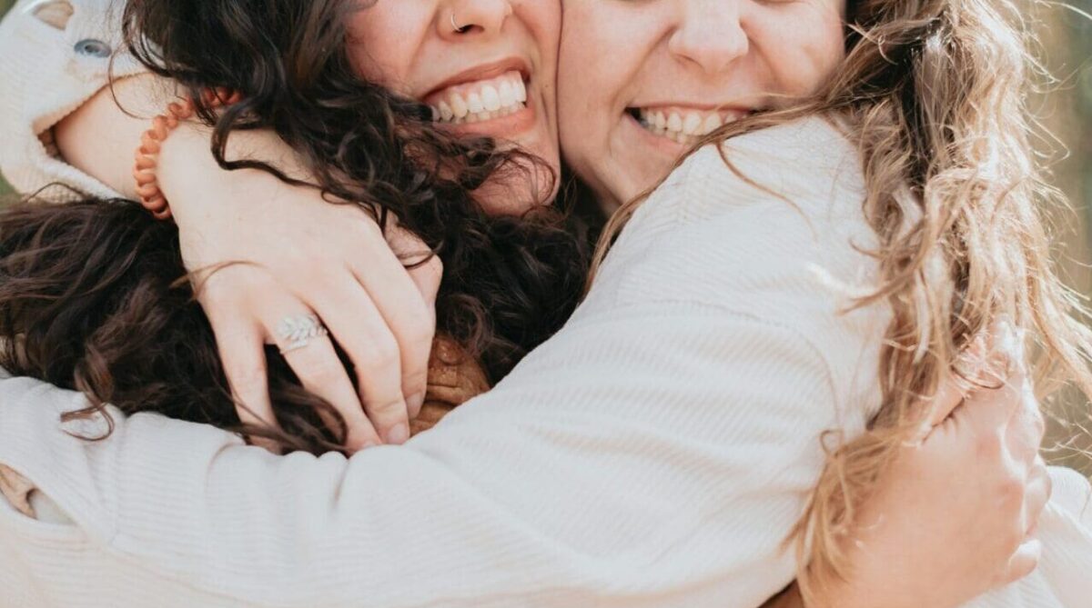 Two Women Friends Hugging