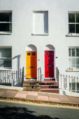 Colored House Doors Two Houses