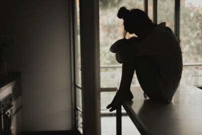 Sad Grieving Woman Darkness Depression