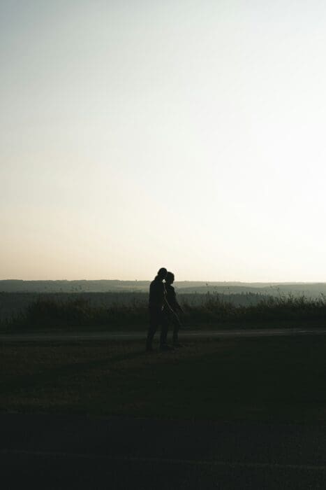 Silhouette Couple Light Darkness Road