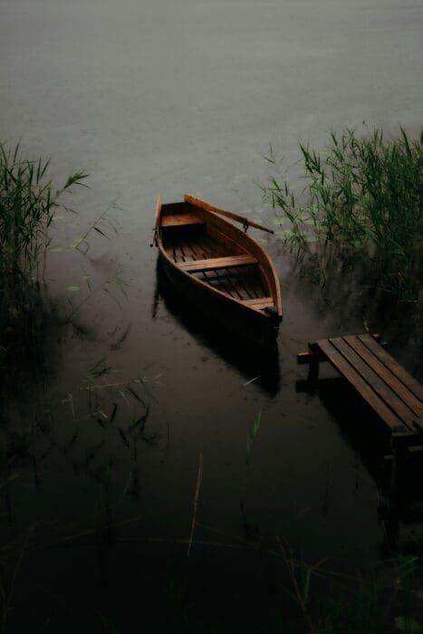 Boat Fishing Wooden Boat Dark River Water